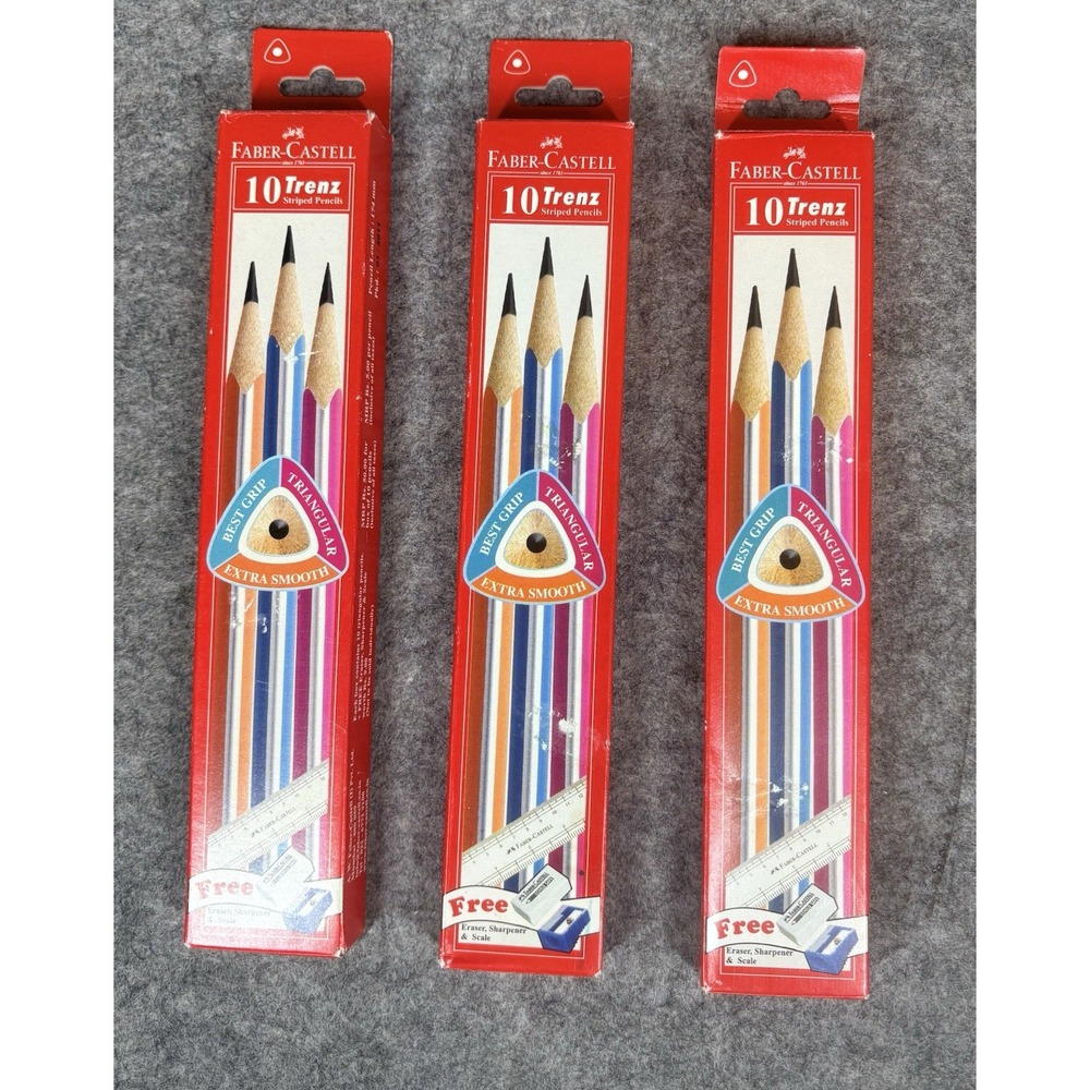 Faber-Castell 30 Trend Striped Pencils With Free Sharpener Eraser 2011 2010